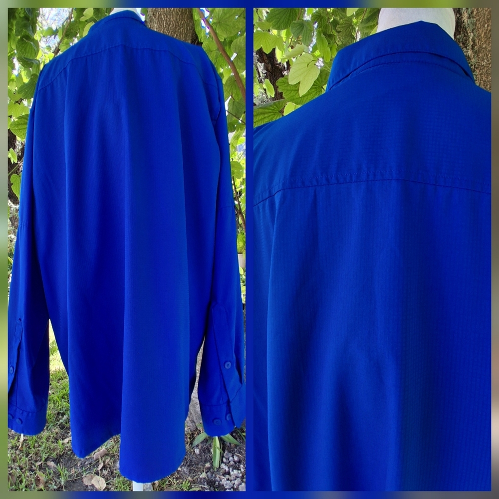 🔥Columbia Omni Shade Long Sleeve Vented Fishing Shirt Royal Blue Mens XL - Picture 3 of 12